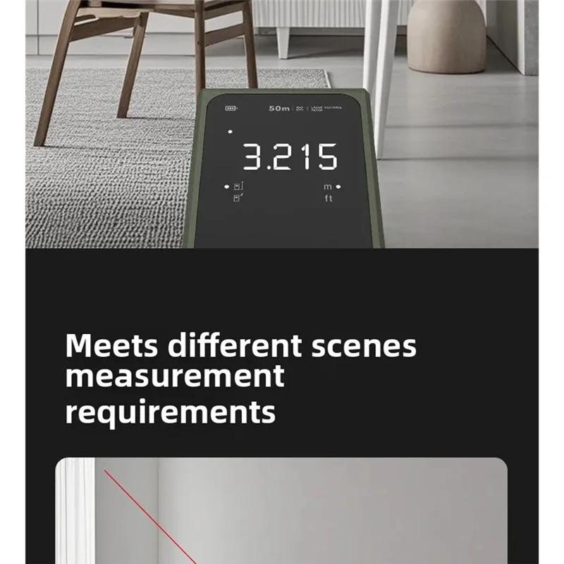 Télémètre laser intelligent avec affichage LED et ruban laser numérique rechargeable, portée de 50 m