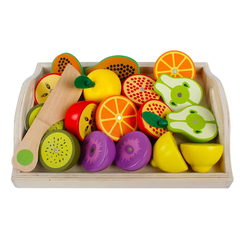 Cuisine de simulation en bois, jeu classique Montessori, jouet éducatif pour enfants, cadeau pour enfants, ensemble de découpe de fruits et légumes