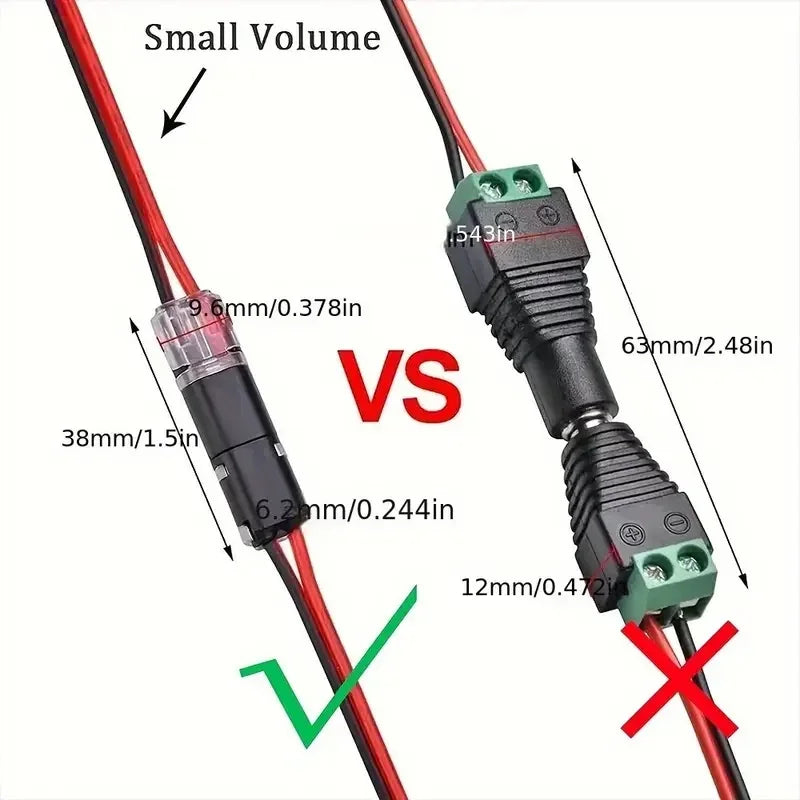 10/20/30/40/50 connecteurs de fils LED enfichables, bornes de fils compactes universelles à 2 broches et 2 voies, aucun dénudage de fils requis