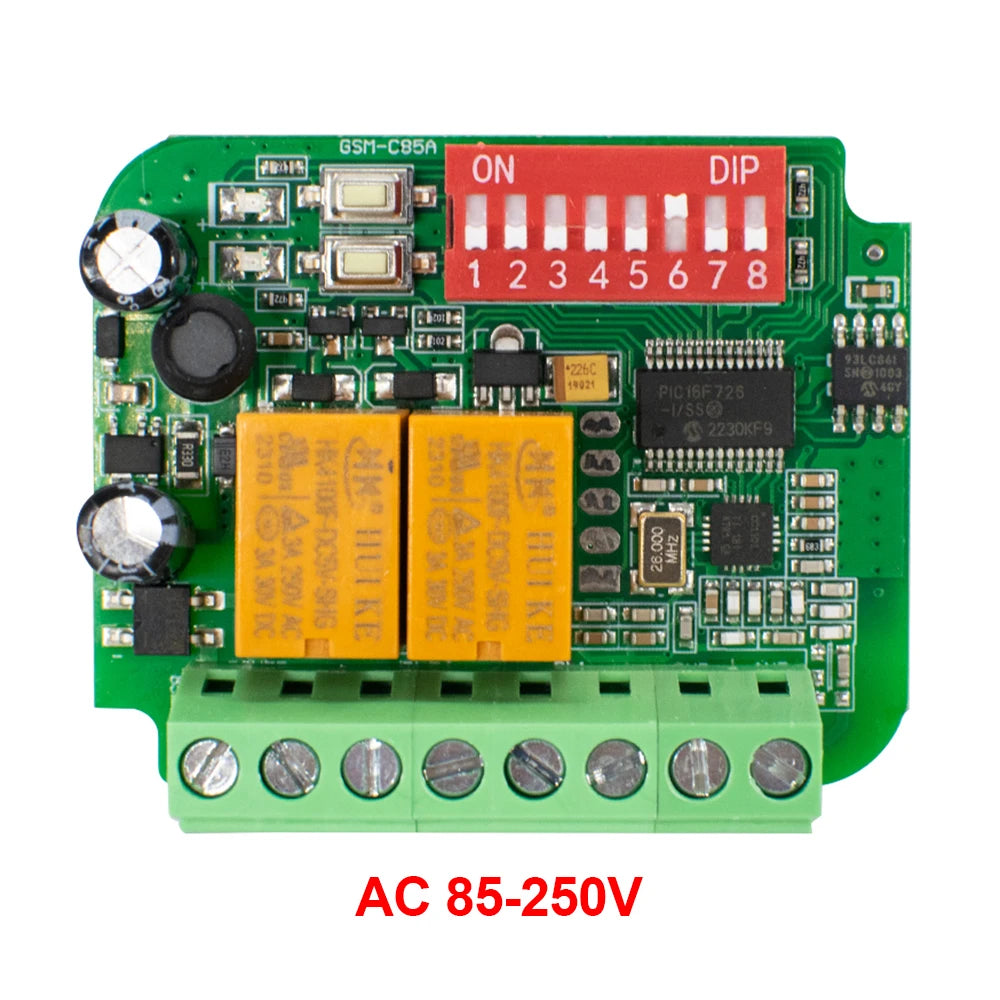 Contrôleur récepteur de porte de garage AC/DC 9V-30V 12V 24V 85-250V 2CH 300MHz à 868MHz 433MHz Module relais de commande à distance de portail