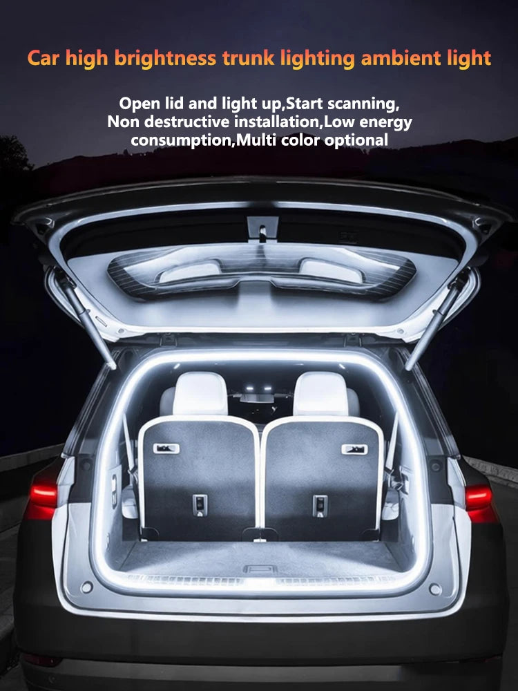 Car high brightness trunk lighting ambient light interior decoration LED wiring free automatic sensing tailgate light strip