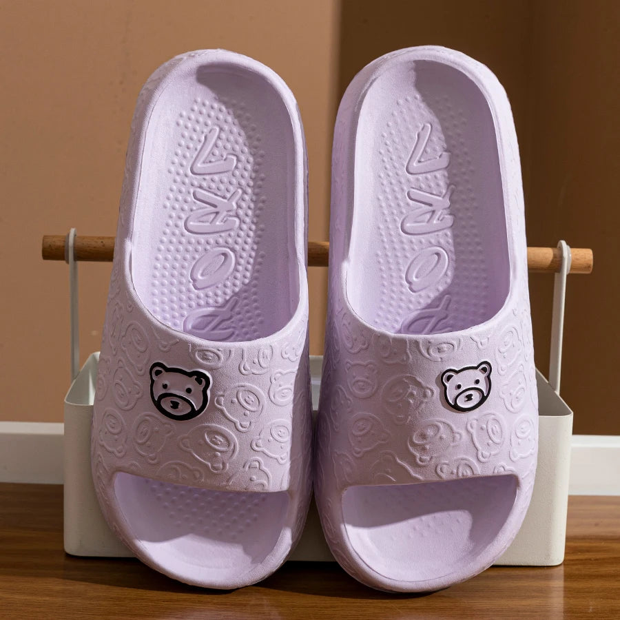 Summer Fashion Men's Slippers Printting Little Bear Sandals Indoor Bathroom Non-slip Soft Women Dormitory Casual Shoes Couple