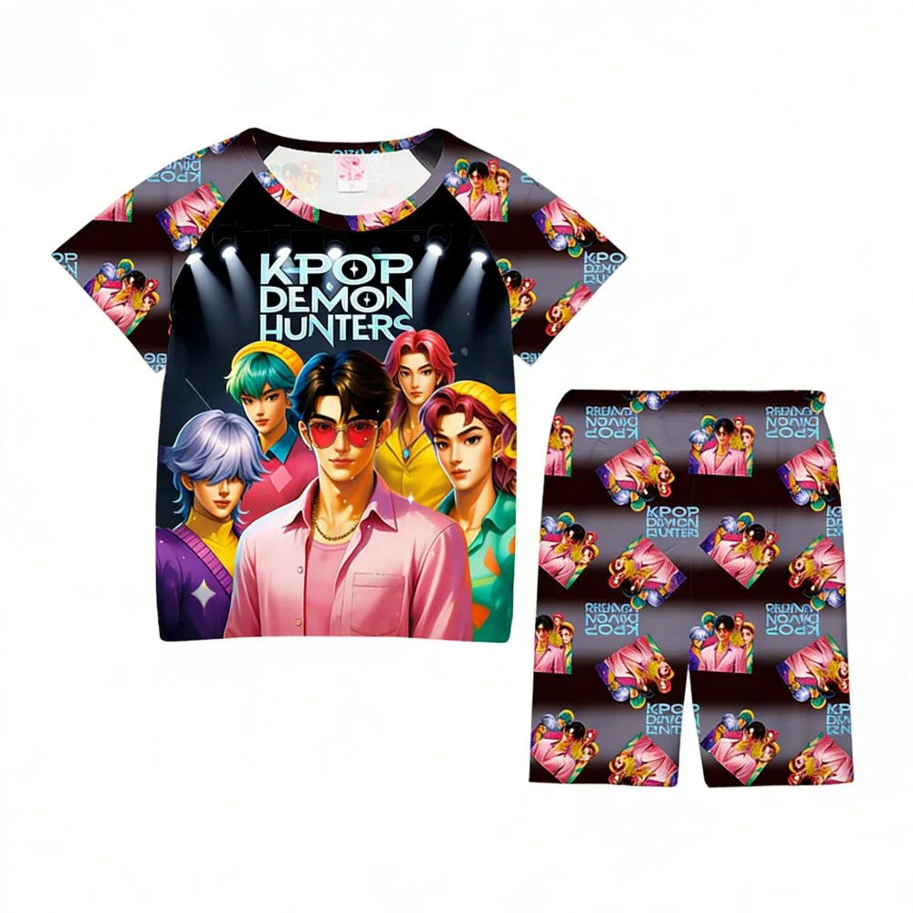 Pyjamas pour filles et enfants de 3 à 12 ans - Pyjama court d'été pour petits garçons - Thème Kpop Demon Hunters
