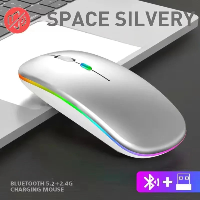 Wireless Mouse RGB Rechargeable Bluetooth Mice Wireless Computer Mause LED Backlit Ergonomic Gaming Mouse for Laptop PC 3600DPI
