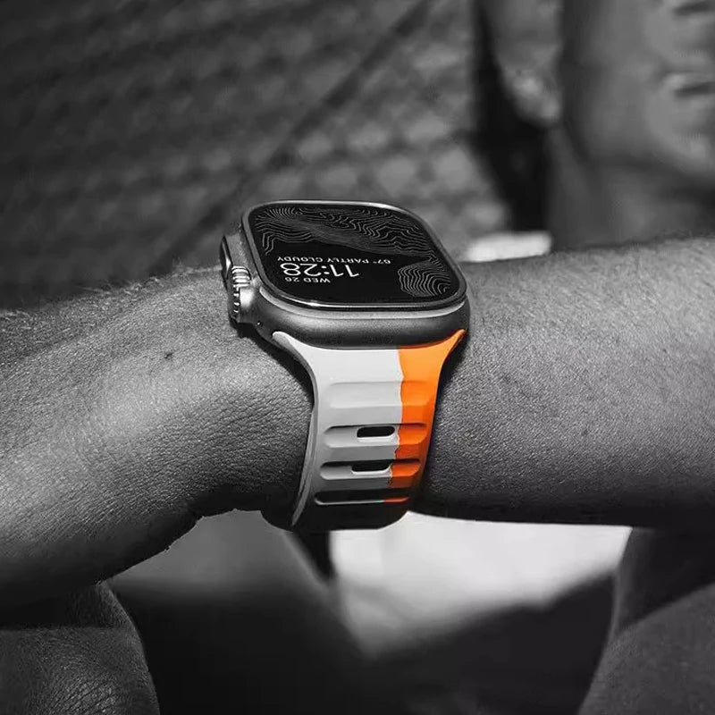 Bracelet en Silicone souple pour Bracelet de montre Apple Ultra 49mm 44mm 45mm 42mm 41mm 42mm 38mm, Bracelet de montre Sport iwatch série 8 7 6 5
