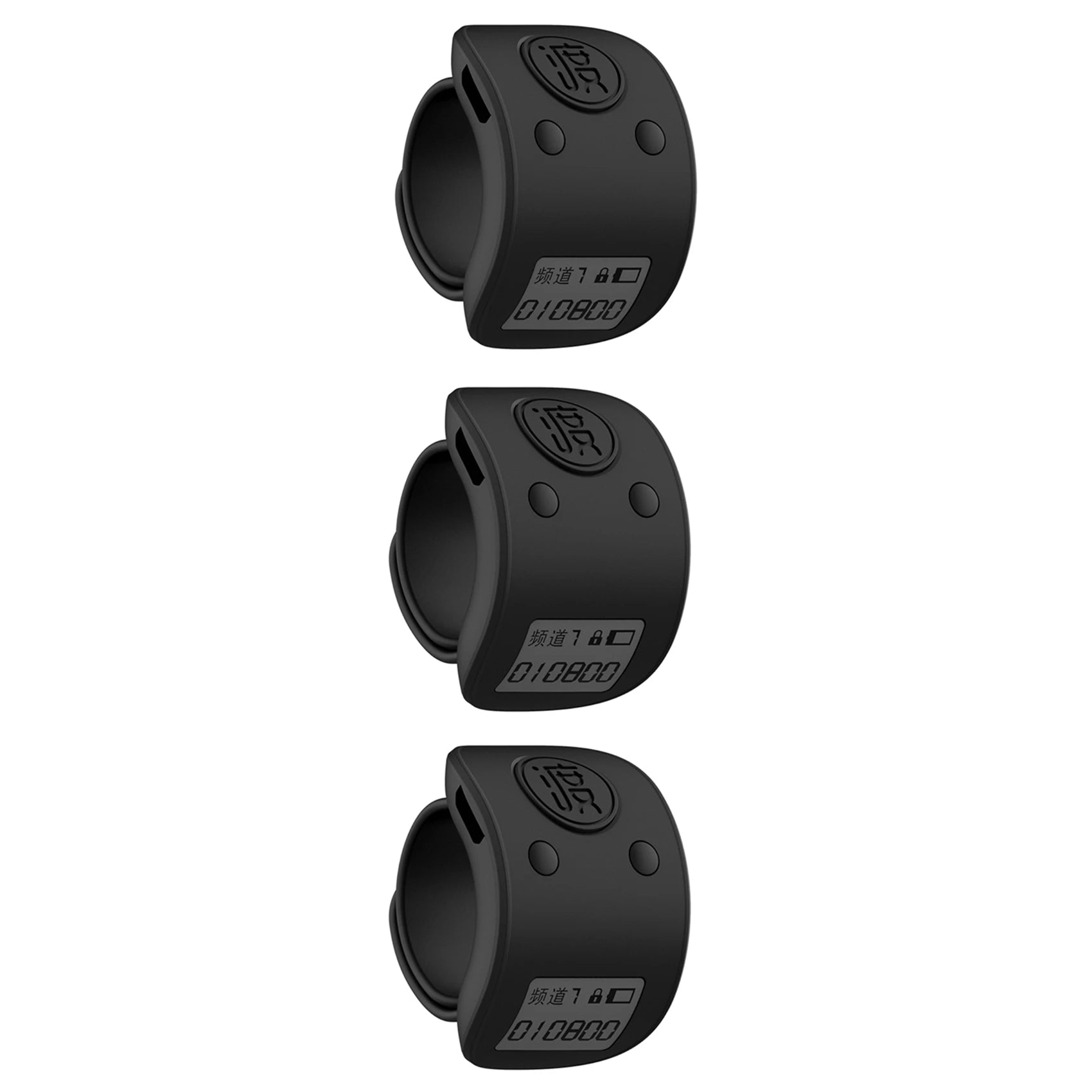 Compteur électronique numérique AA84 3X Mini LCD à anneau pour doigt, 6 chiffres, rechargeable, avec cliquet - Noir