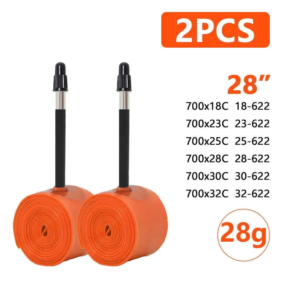 ThinkRider Lot de 2 chambres à air ultralégères 28 g pour vélo de route, 700 x 18, 25/28 pouces, en TPU, longueur 65 mm, valve française