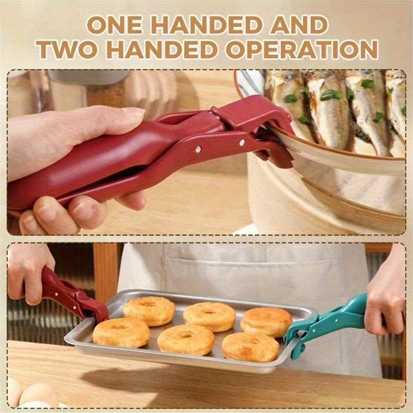 Pince à bol anti-brûlure pour usage domestique, support de plaque en silicone antidérapant, pince à bol, pince à vaisselle, plaque de cuisson de cuisine et pince à vapeur