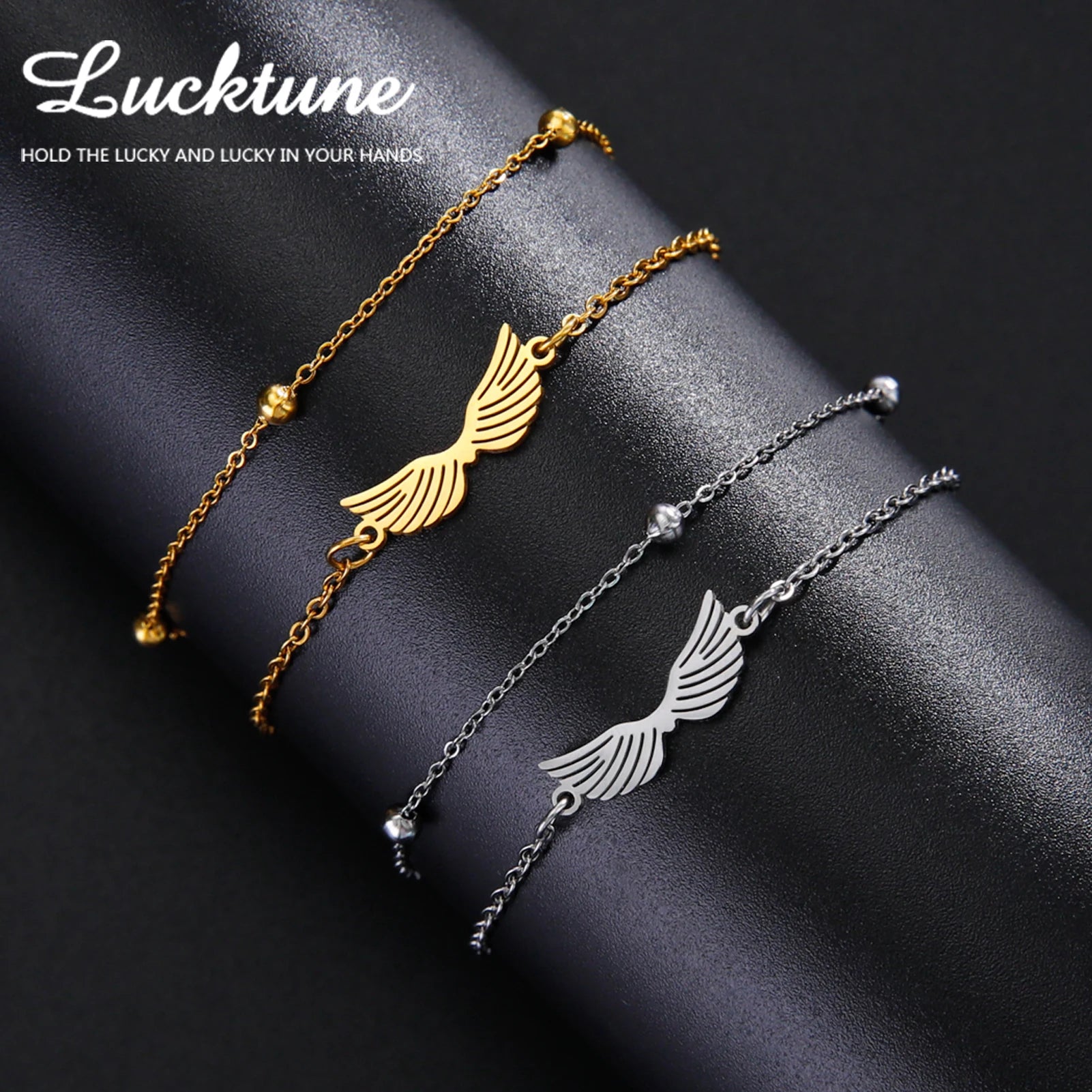 Bracelet pendentif aile d'ange Lucktune pour femme, bracelet à chaîne en acier inoxydable et perles, style Kpop tendance 2025, nouveauté bijou, cadeau de mariage