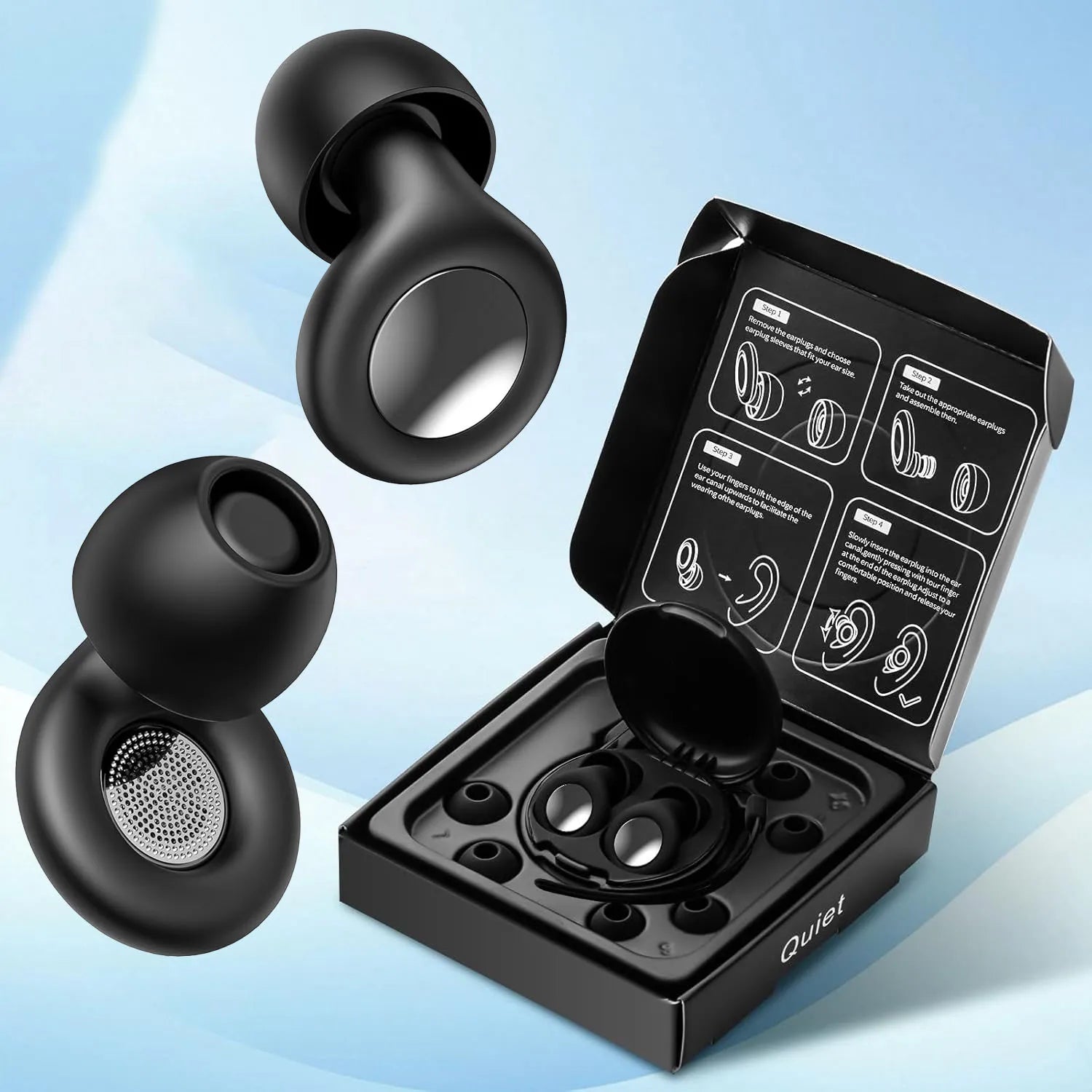 Bouchons d'oreille en silicone Eayburst pour la protection auditive anti-bruit du sommeil, bouchons d'oreille réutilisables pour les concerts de sommeil, les études de travail