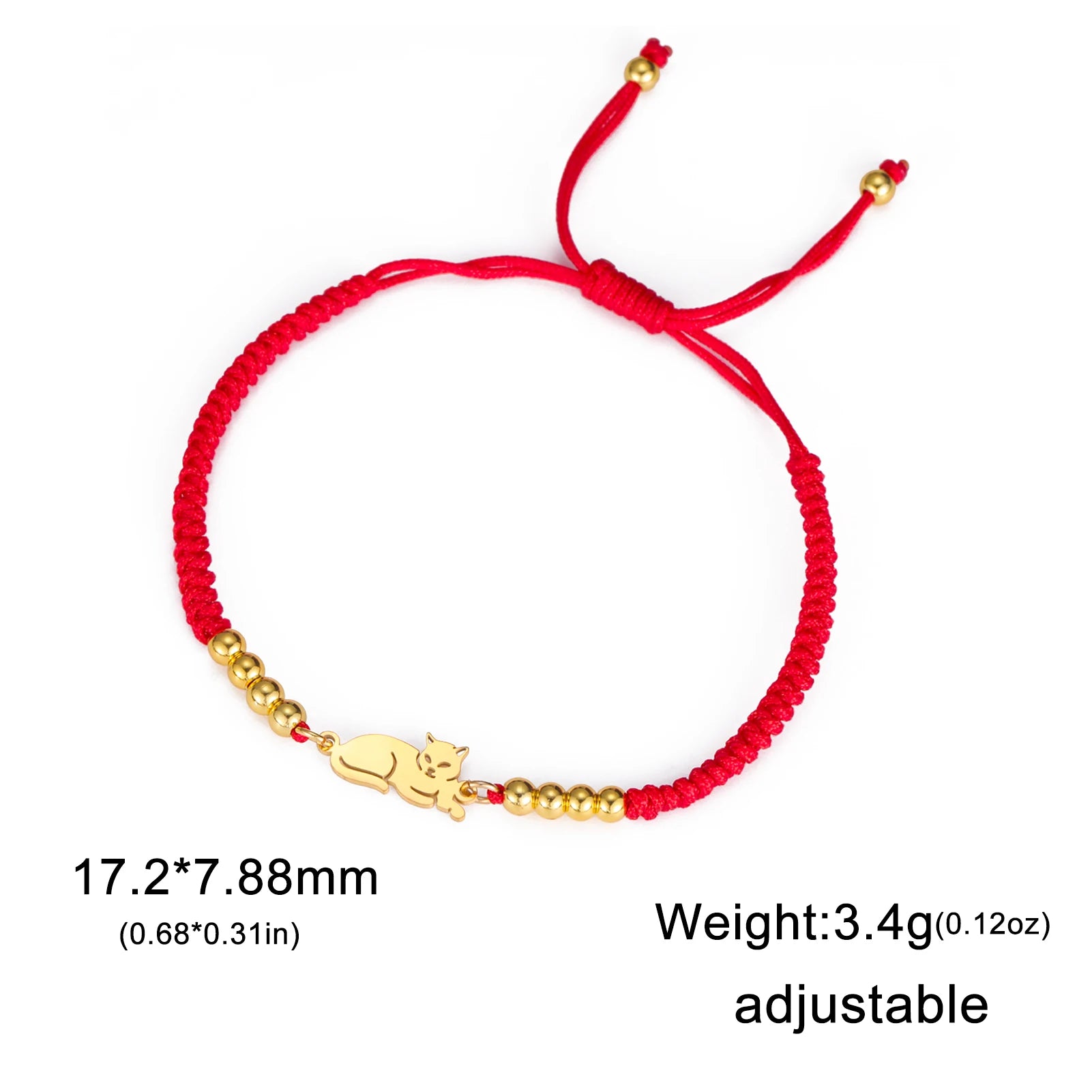 Bracelet Lucktune Chat Mignon en Acier Inoxydable avec Pendentif Animal et Chaîne à Perles - Bijou Tendance Kpop pour Femmes et Hommes - Cadeau Couple