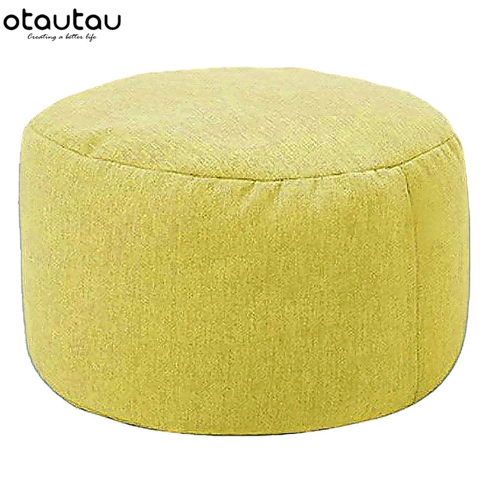 Tabouret rond OTAUTAU D30cm*H20cm, pouf en lin avec garniture, repose-pieds, style tatami/futon, JD001