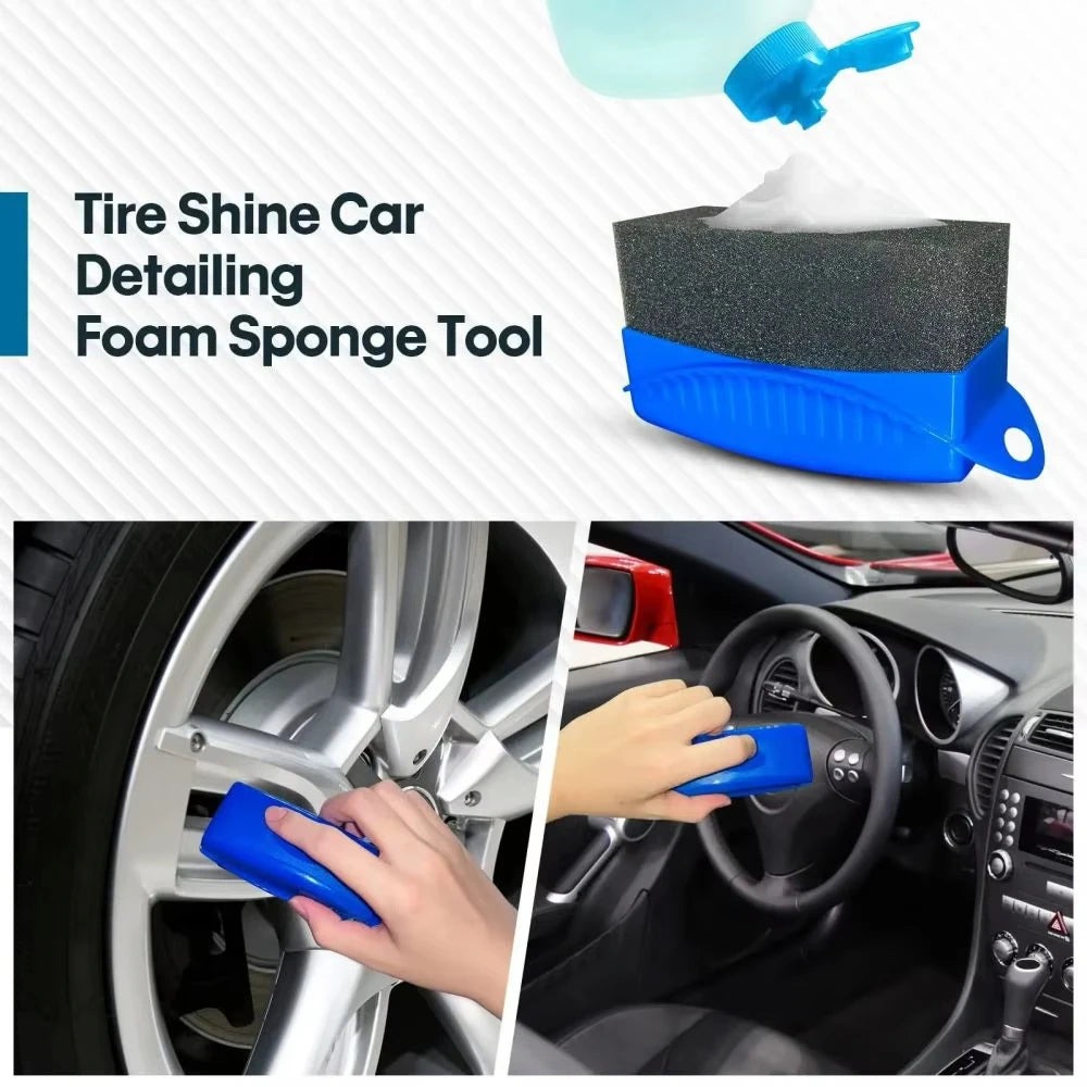 Éponge à cirer avec housse pour le polissage des jantes de voiture et de moto, le lavage et le nettoyage des pneus ABS, l'applicateur de produit pour le contour des pneus et le nettoyage de détail