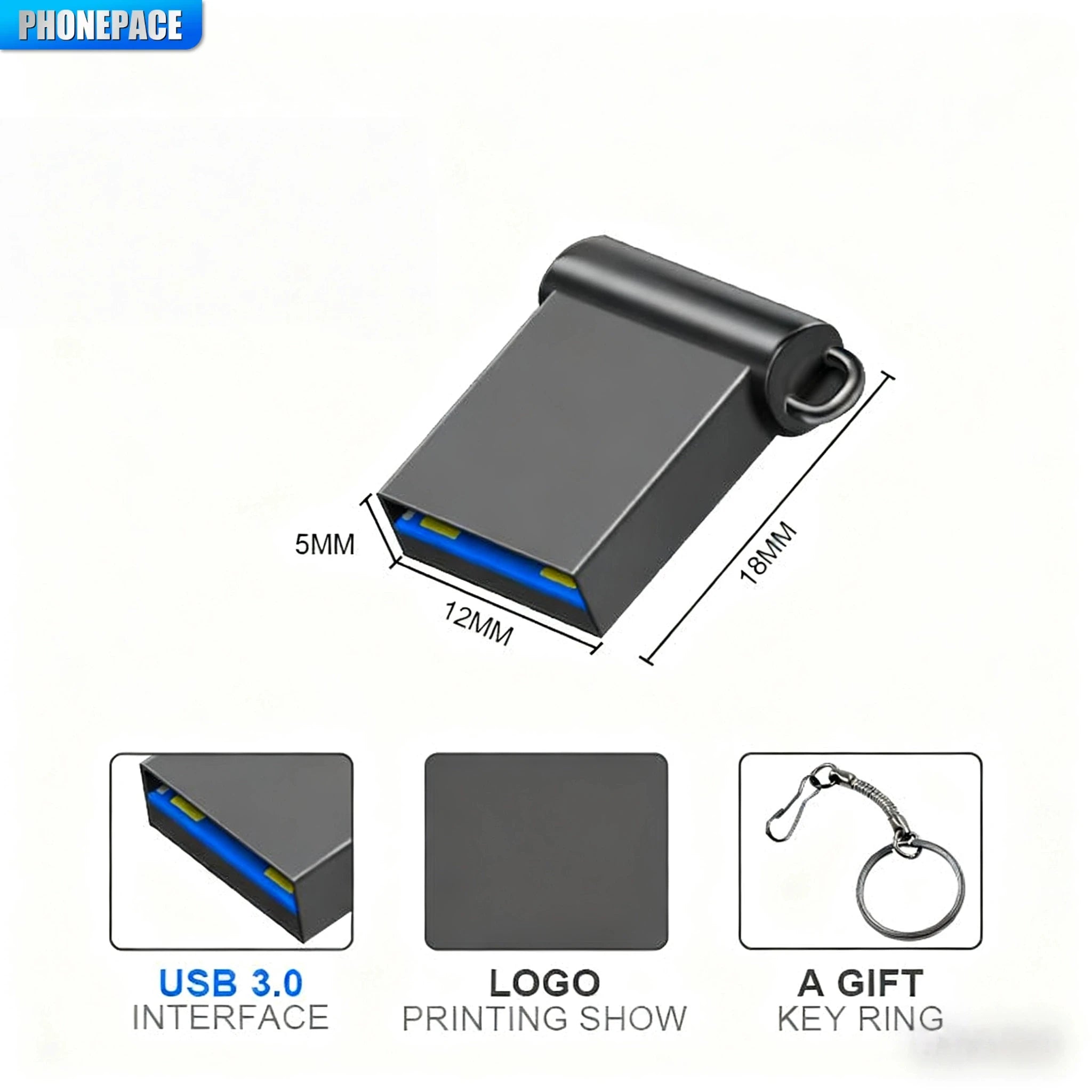 PHONEPACE clé USB haute vitesse 3.0 Mini clé USB 128 go 64 go 32 go 16 go clé USB 3.0 clé 64 go 128 go stockage USB
