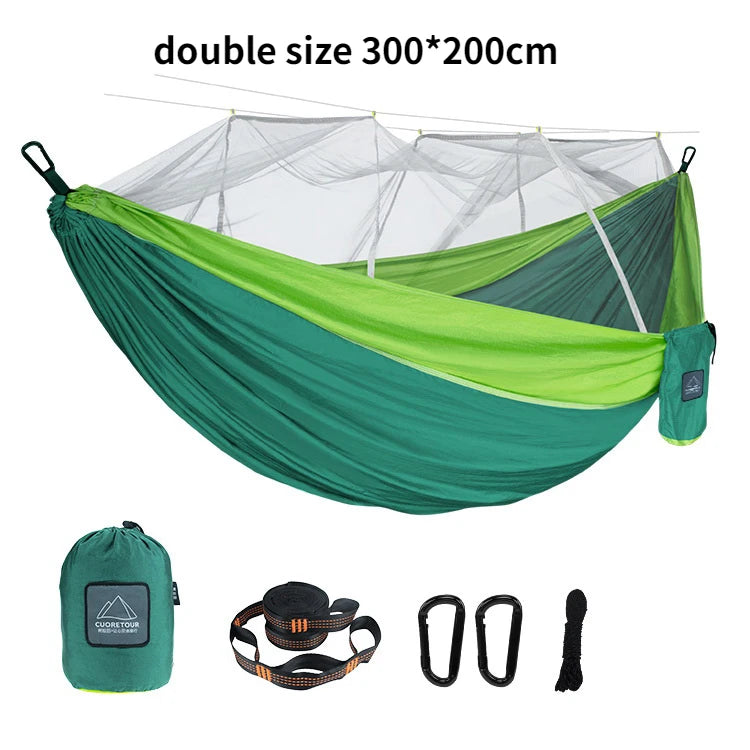 Tissu en nylon portable pour voyage, camping et couchage suspendu, disponible en tailles simple et double. Disponible en versions simple et double. Disponible en version portable et suspendue.