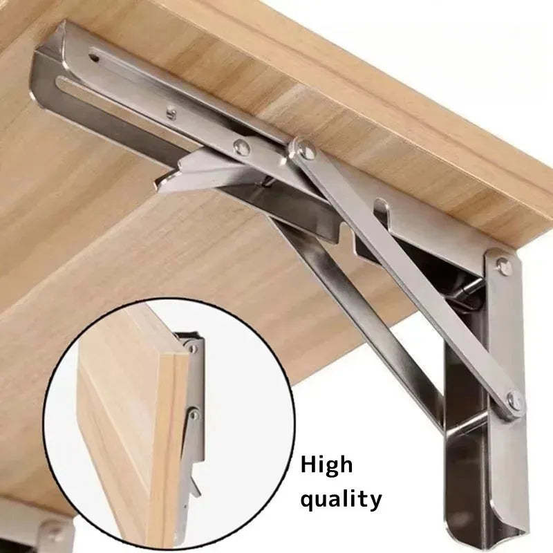 Support d'étagère triangulaire pliable robuste (lot de 2) en acier inoxydable, fixation murale ou sur table ou établi.