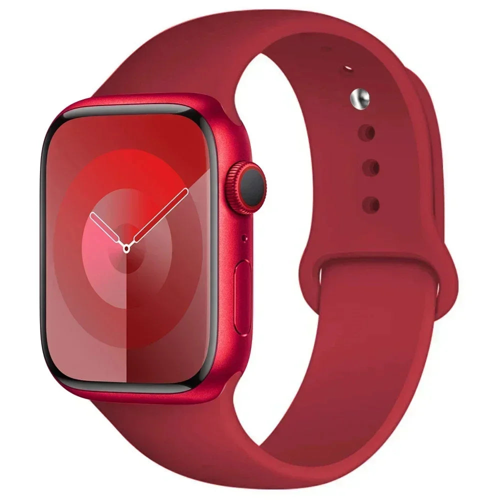 Bracelet en Silicone pour Apple Watch, 44mm 45mm 40mm 41mm 42-46mm, bracelet de sport iwatch série 8 7 6 5 4 9 10 11 SE-Ultra 2/3 49mm