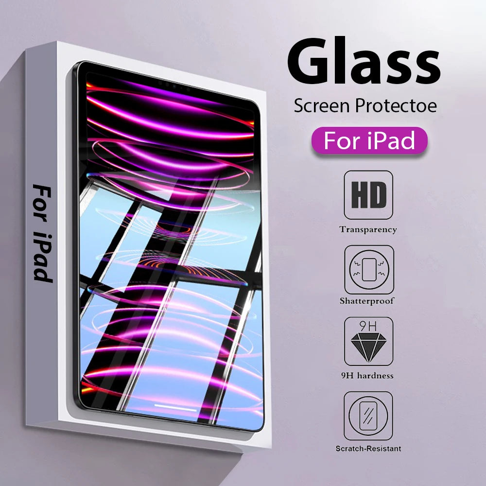 Protection d'écran en verre trempé pour Apple iPad Pro 12,9", 11", 9,7", 10,2" et 10,9", Air 4, 5, Mini 6 (5e, 6e, 7e, 8e, 9e et 10e générations) - Film protecteur