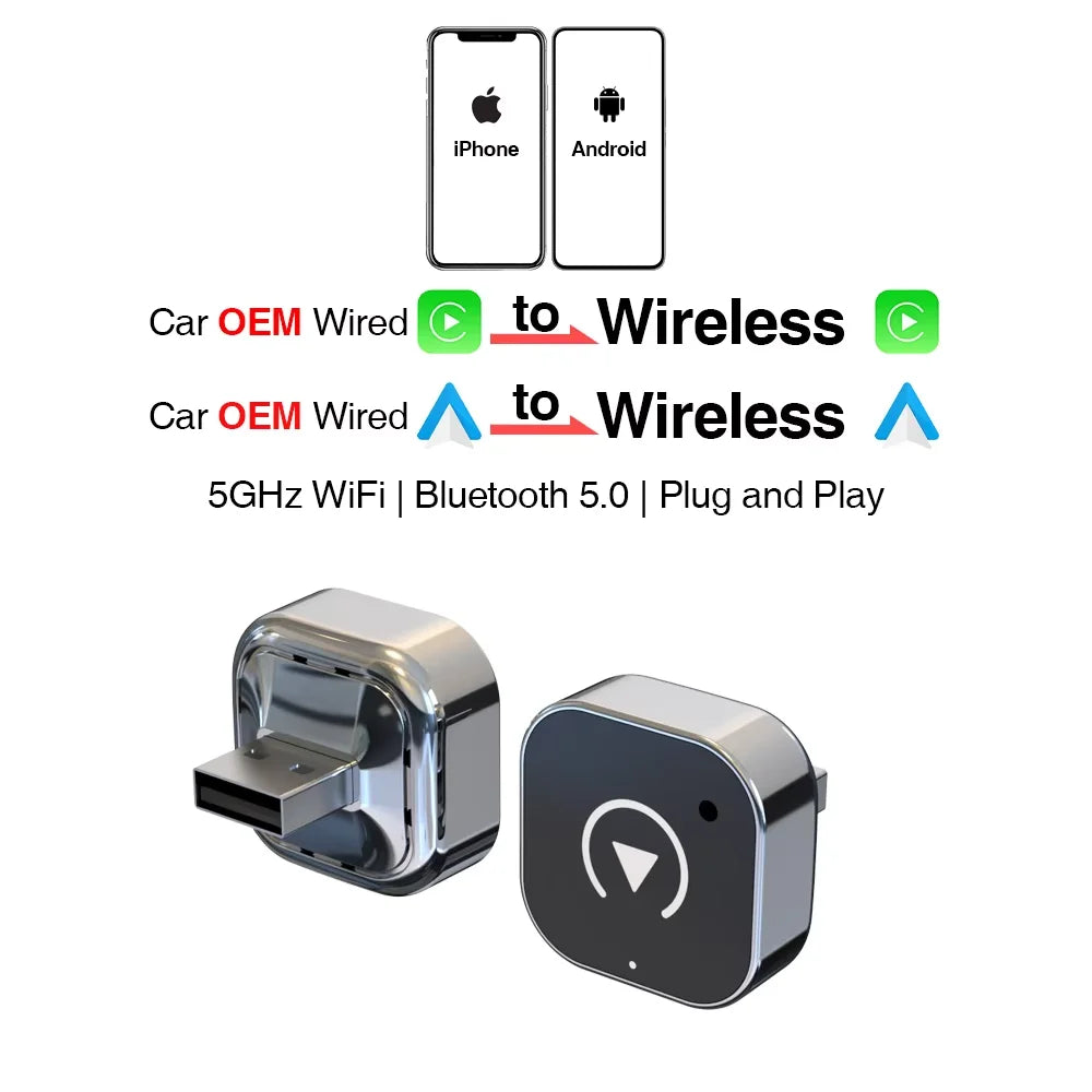 XUDA 2in1 Wireless CarPlay Adapter Android Auto AI Smart Box Car Intelligent Systems For VW Toyota Nissan Honda Ford Benz