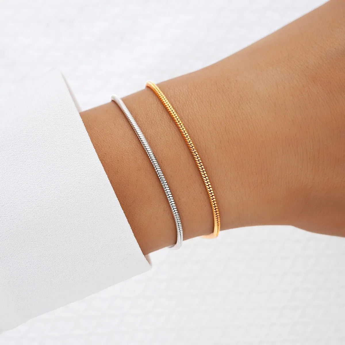 CNCZ – Bracelet en chaîne en os rond de Style Simple, en acier inoxydable, chaîne en os de serpent doré et argenté, cadeau à la mode Y2k, bijoux pour femmes