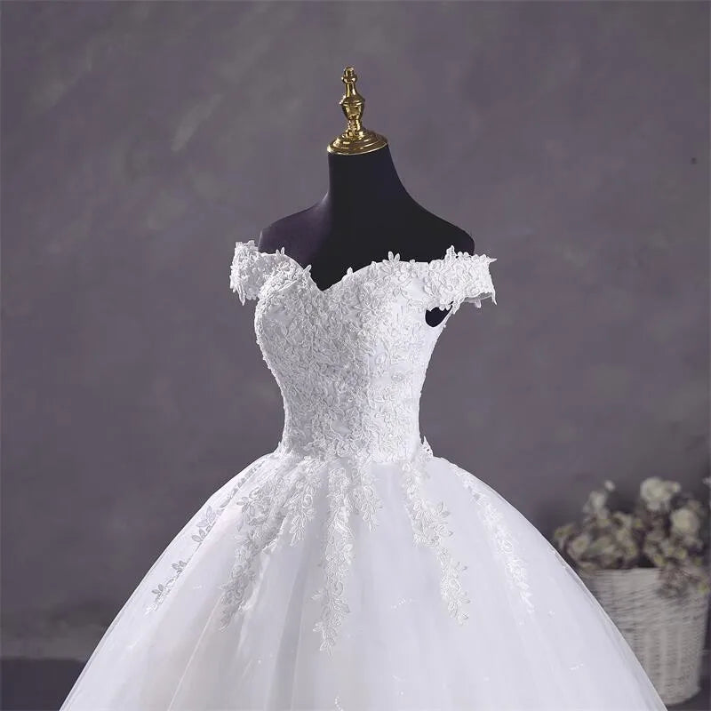 Robe de mariée Ashley Gloria Pure White, élégante robe de bal à col bateau, simple, Vestido De Noiva, grande taille, robe De Mariee