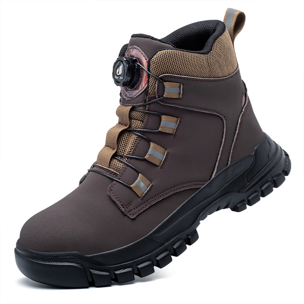 Bottes de sécurité imperméables pour hommes, bottes de travail à bout en acier indestructible, chaussures de sécurité Anti-écrasement et résistantes aux coups de couteau, Botas Para Hombre