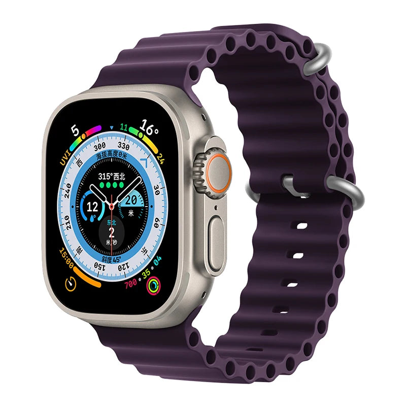 Bracelet océan en Silicone pour bracelets de montre Apple 45mm 46mm 40mm Ultra 2 49mm 44mm 41mm 38-42mm bracelet de sport série 10 9 8 7 6 5 4 SE