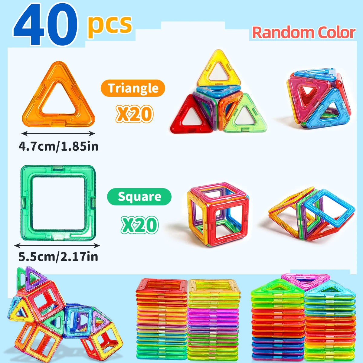 Blocs de Construction magnétiques, jouets à tige de taille moyenne, jouets de Construction, apprentissage, jouets magnétiques éducatifs