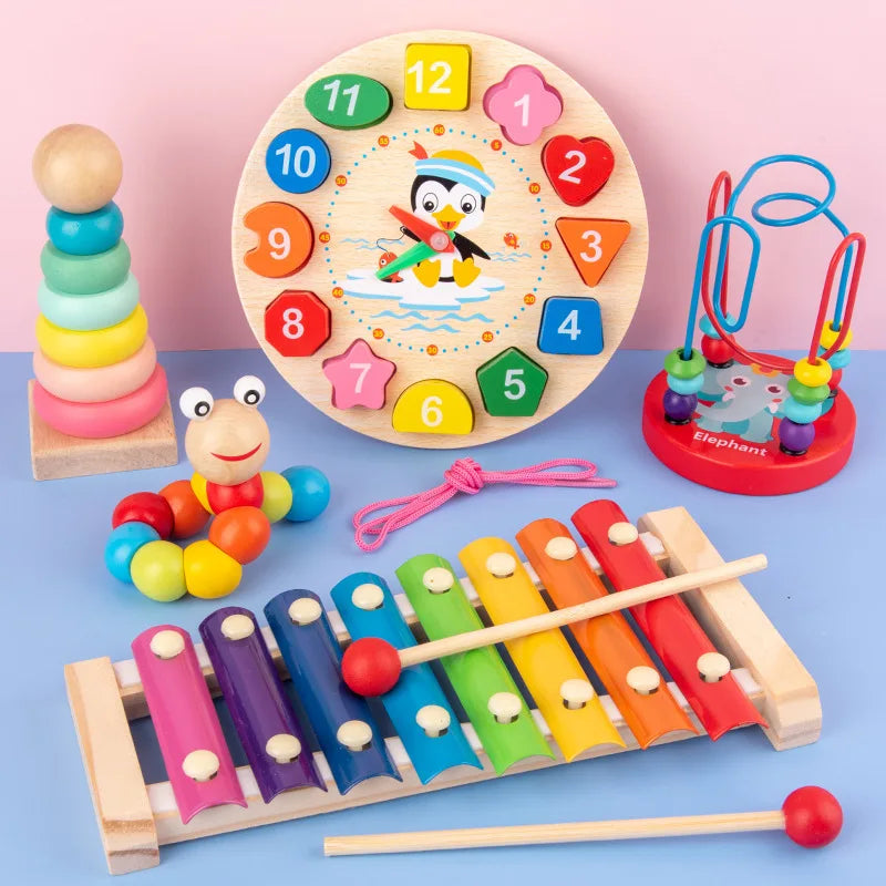 Jouets Montessori pour bébés, puzzles 3D en bois, jeux d'éveil, jouets éducatifs en bois pour enfants, cadeaux d'anniversaire