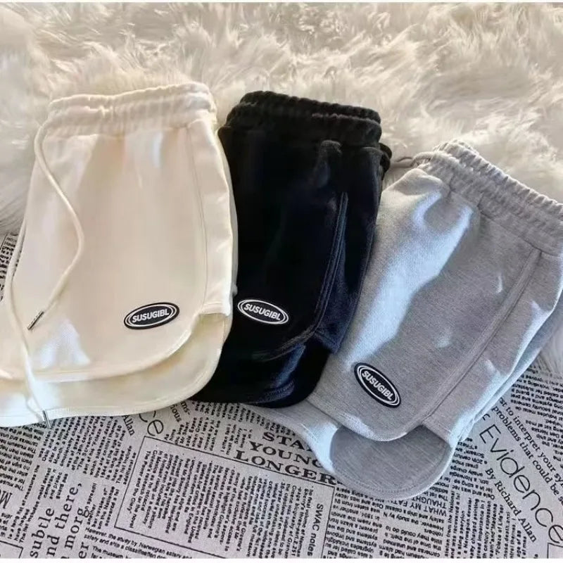 Short de sport décontracté pour femmes, cordon de serrage, fin, taille haute, Yoga, ligne a, ample, pantalon droit de course