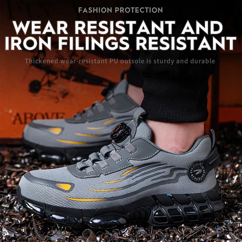 Chaussures de travail respirantes, sans lacets, à semelle souple, confortables, anti-écrasement et anti-perforation