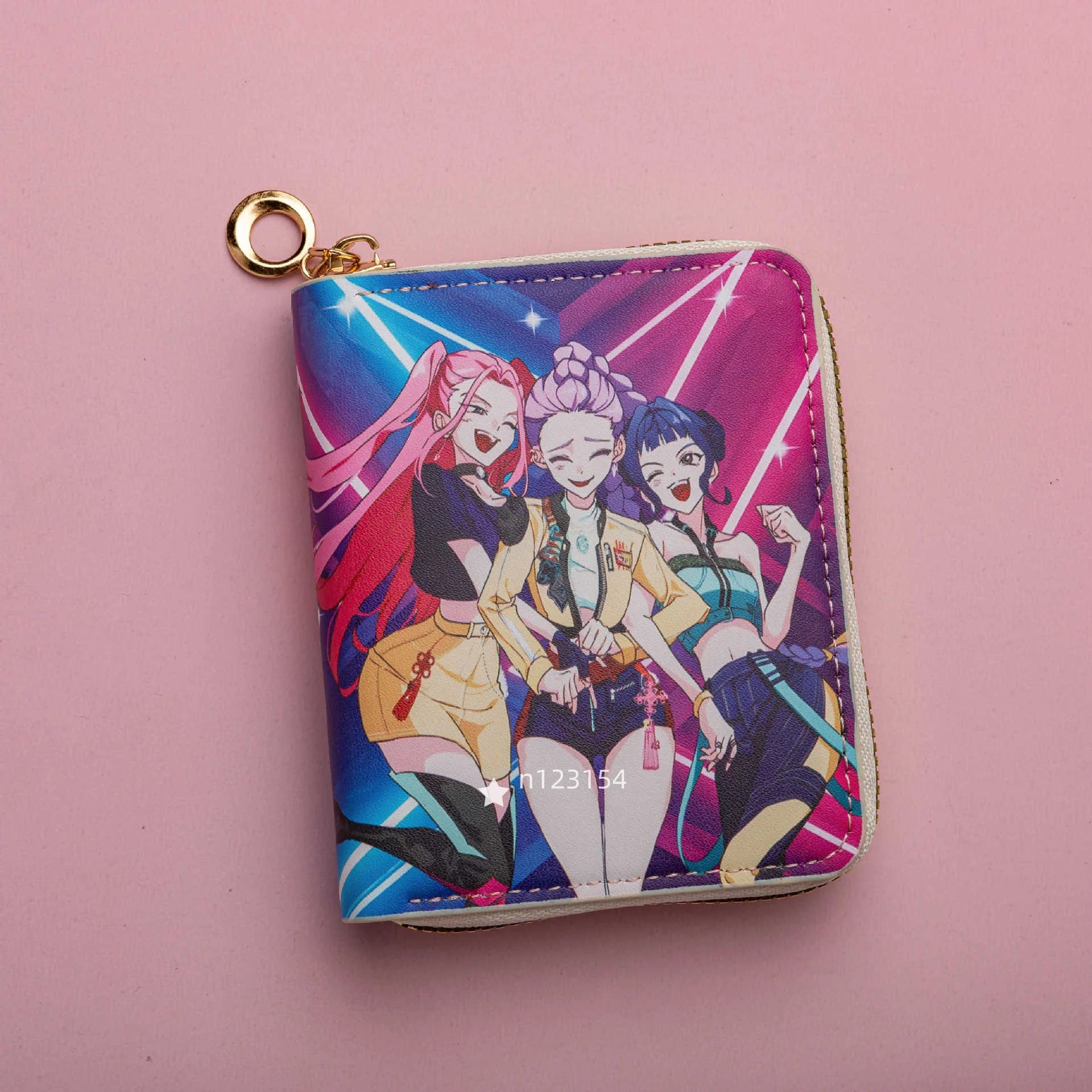 Portefeuille court pour femme KPop Demon Hunters, porte-cartes de crédit en cuir PU, multi-segments, petit portefeuille zippé, pochette pour femme, porte-monnaie