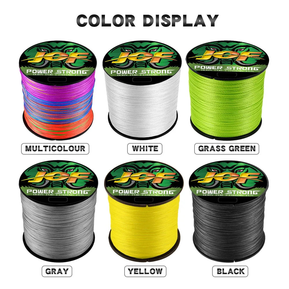 Ligne de pêche JOF 4 brins 300/100 m tressée en PE, ligne de pêche résistante multifilament durable, outil