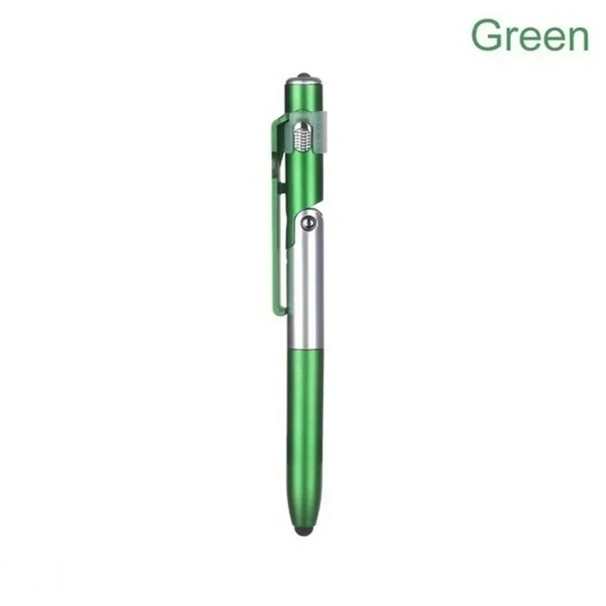 Stylo à bille multifonction 4 en 1 avec lumière LED, support de téléphone pliable, crayon d'écriture de lecture nocturne, papeterie de bureau et d'étudiant