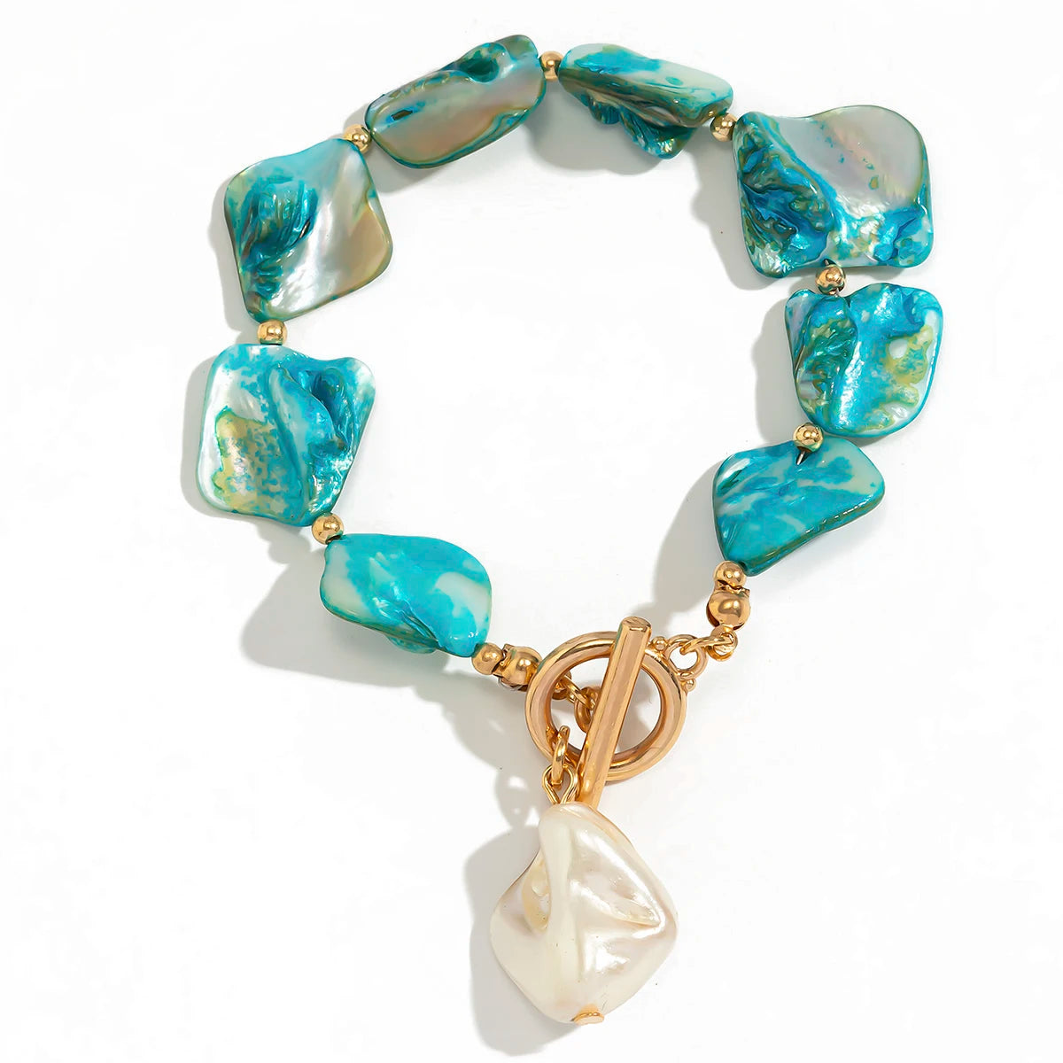 Bracelets Ingemark multicolores bohèmes à maillons irréguliers pour femmes, style Kpop, boucle OT, pendentif conque, bijoux de main esthétiques Y2K