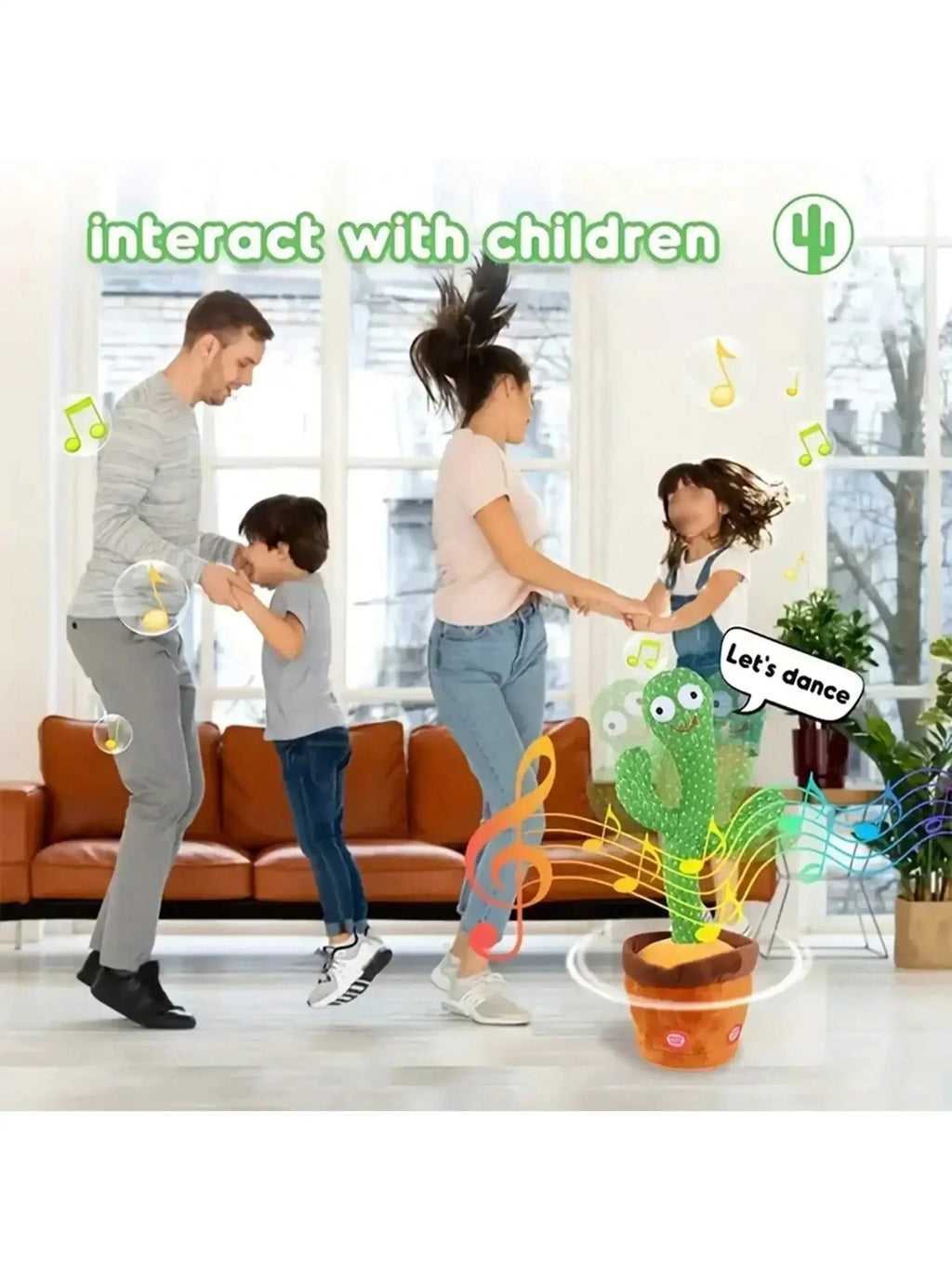 1 cactus parlant rechargeable, avec fonction d'enregistrement et de répétition. Changeur de voix disponible en espagnol, anglais et arabe