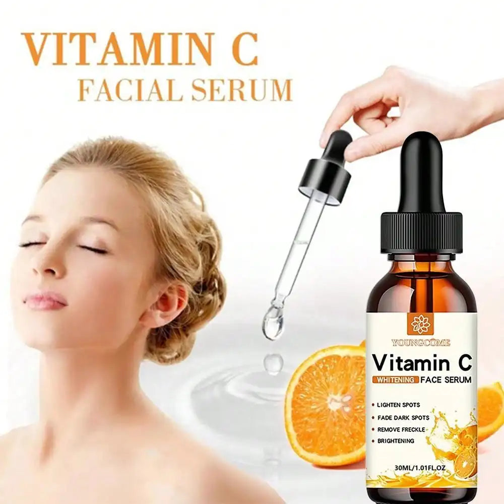 L'essence du visage à la vitamine C contient de l'acide hyaluronique, dissolvant de taches foncées, réparation hydratante, Anti-âge, soins de la peau du visage, 30ml