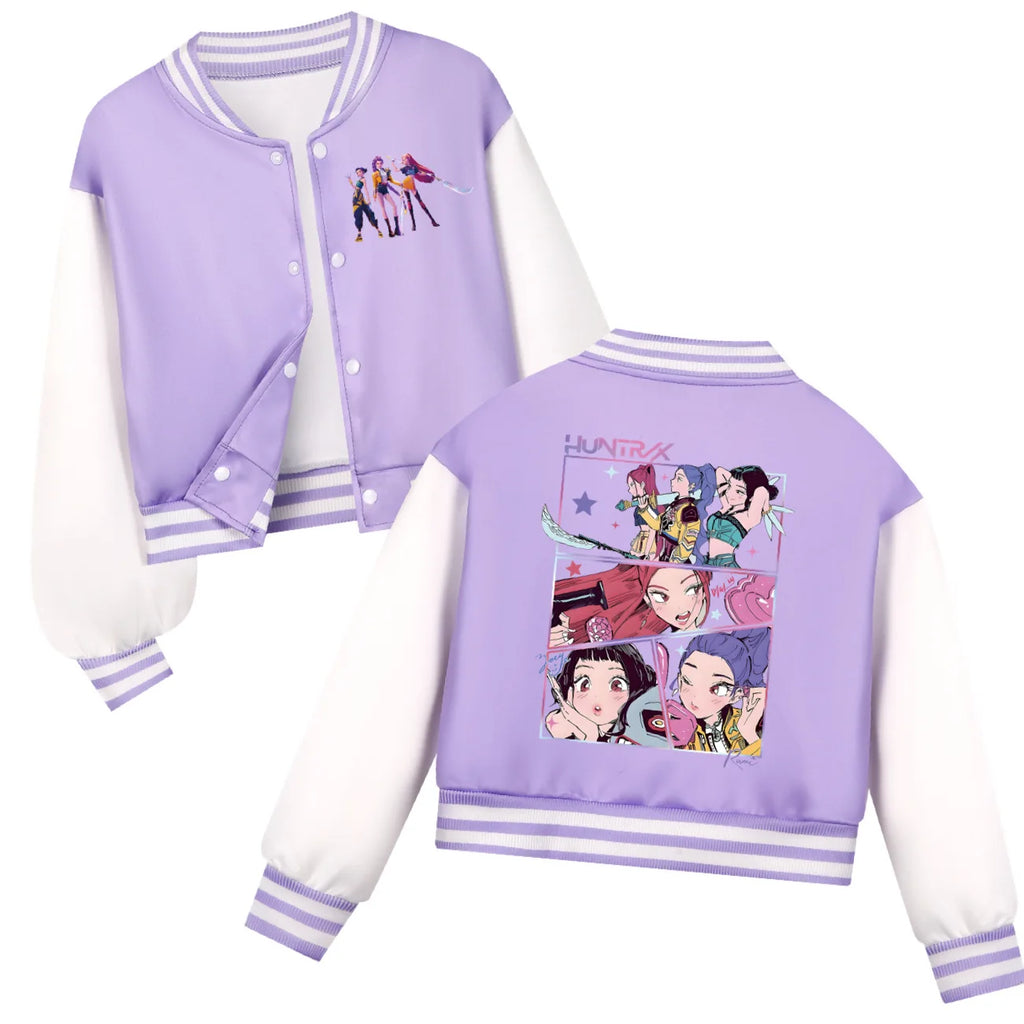 Tenue de baseball K-Pop pour enfants Huntrix, sweat-shirts à capuche décontractés printemps-automne, vêtements pour garçons et filles, déguisement pour bébés et enfants