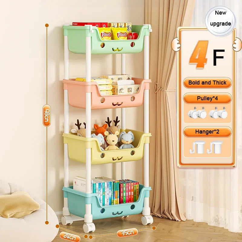 Chariot de rangement pour jouets Étagères et étagères de rangement pour jouets d'enfants Bibliothèque pivotante Chariot mobile pour la maison