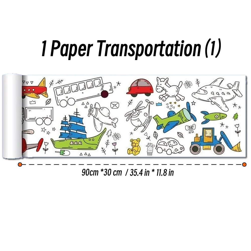 Rouleau de papier à colorier pour enfants, motif animaux, 90 cm, à découper et colorier soi-même. Idéal pour les activités manuelles et éducatives comme le graffiti ou le scrapbooking