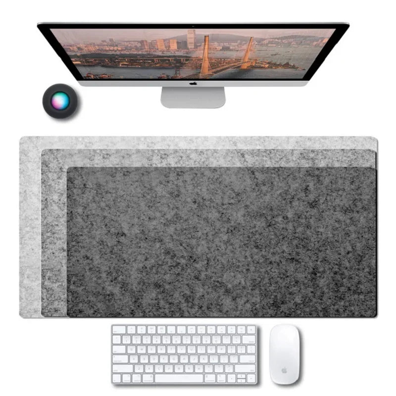 Tapis de bureau d'ordinateur doux et respirant, grand format, en feutre de laine, antidérapant, pour ordinateur portable et souris gamer. Simple et confortable par temps froid.