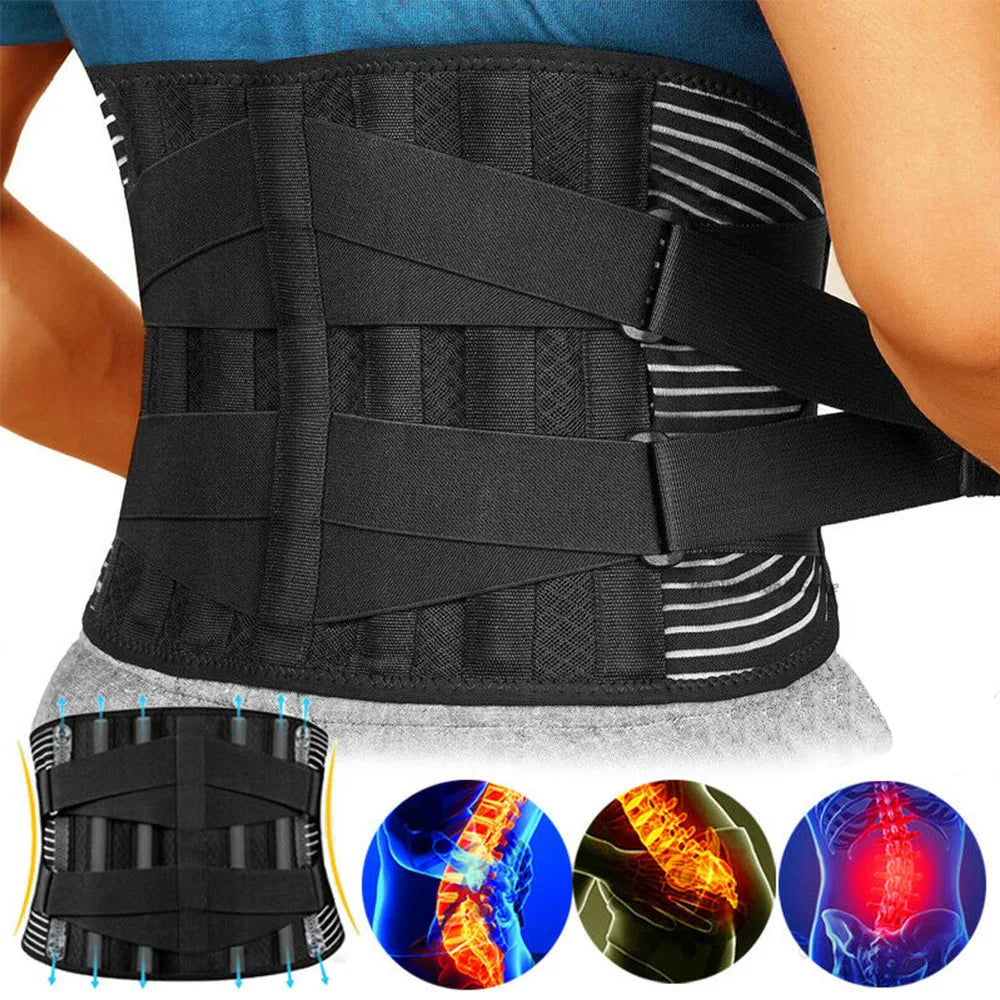 Ceinture de soutien lombaire ajustable, corset orthopédique à double serrage, décompression de la colonne vertébrale, soulagement des douleurs dorsales, raffermissement de l'abdomen