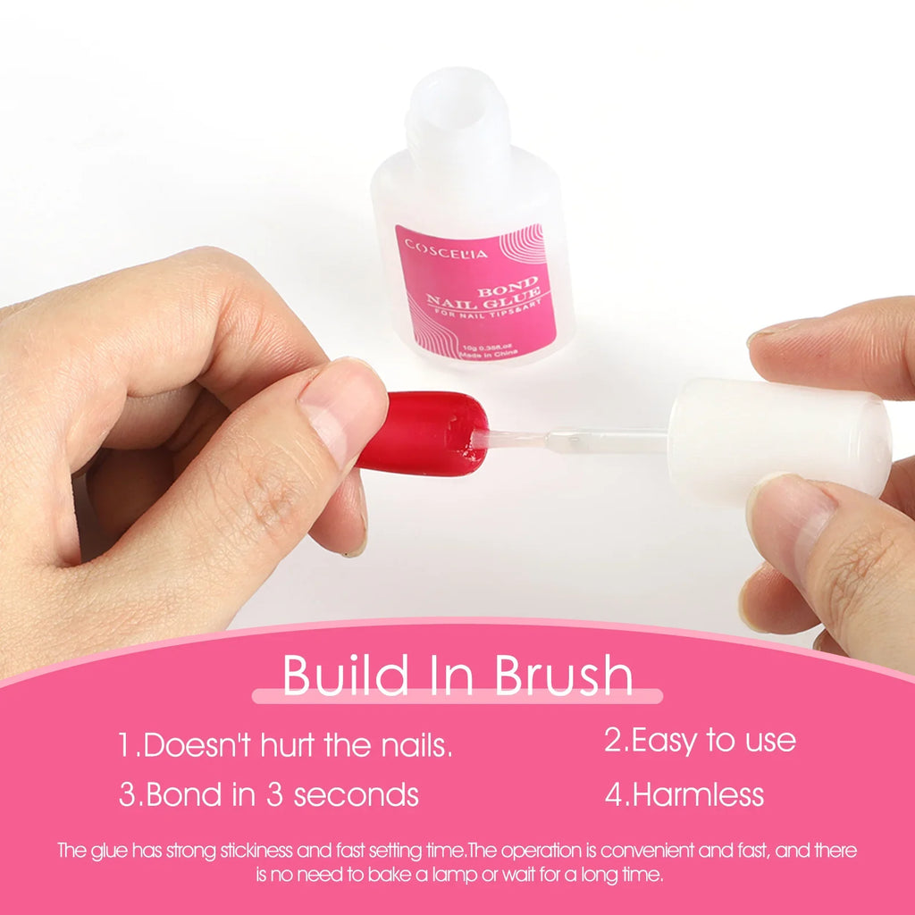Colle à ongles COSCELIA 10G, colle pour faux ongles, colle transparente, outils pour ongles colorés