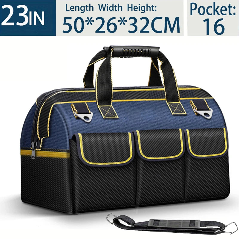 Sac à outils multifonctionnel grande capacité en toile Oxford imperméable et résistante à l'usure, idéal pour la réparation et le rangement d'outils