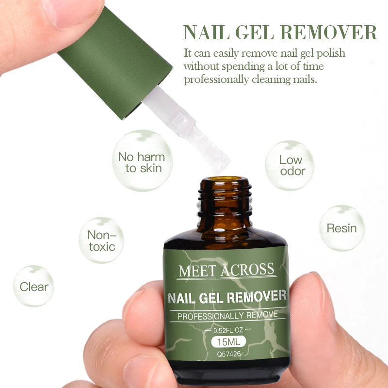 MEET ACROSS Dissolvant rapide et magique pour vernis à ongles semi-permanent UV, 15 ml, outils de manucure