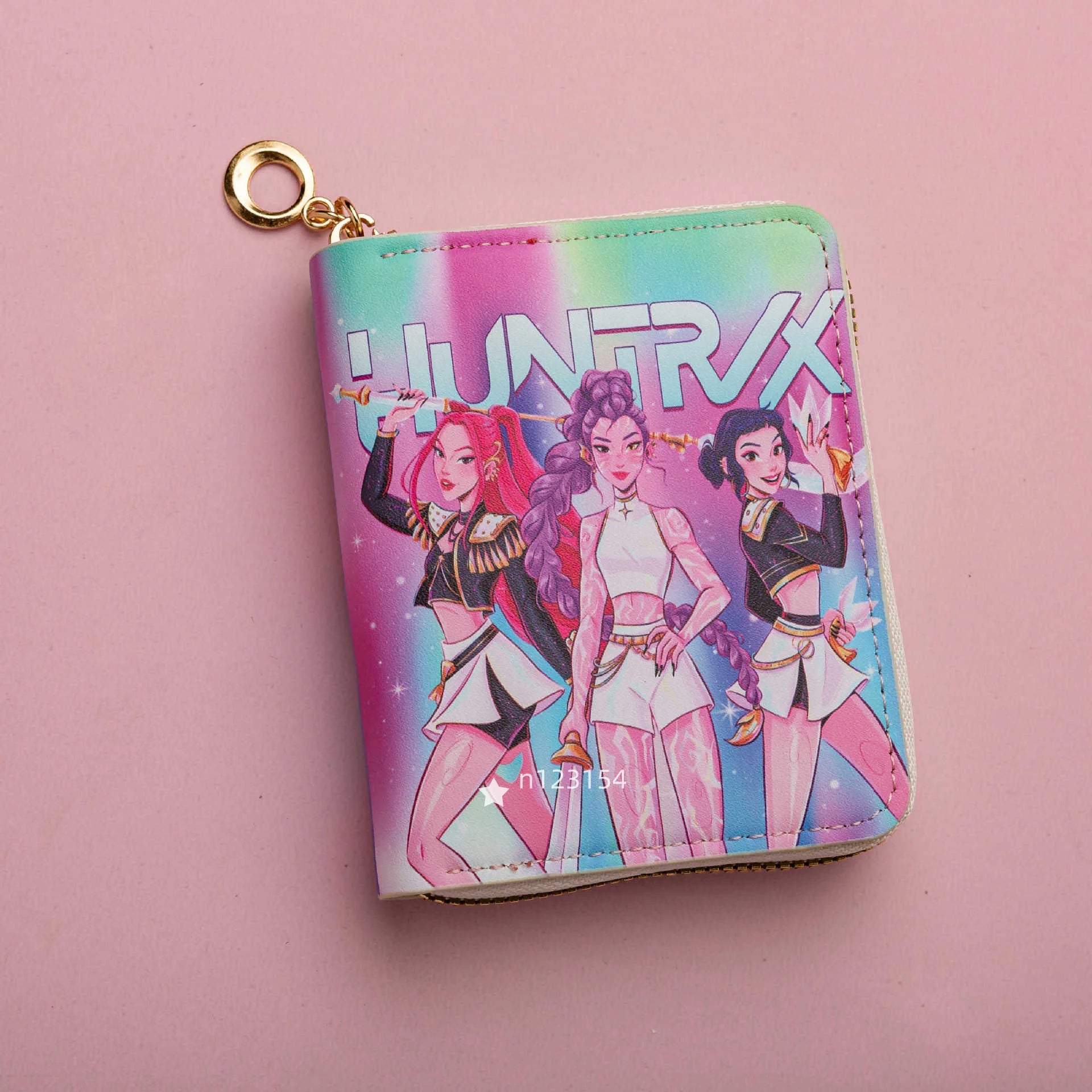 Portefeuille court pour femme KPop Demon Hunters, porte-cartes de crédit en cuir PU, multi-segments, petit portefeuille zippé, pochette pour femme, porte-monnaie