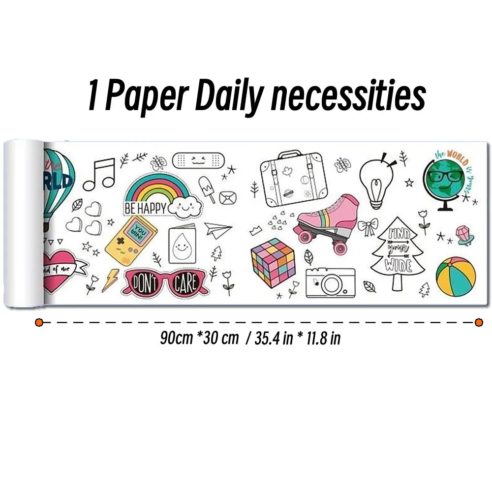 Rouleau de papier à colorier pour enfants, motif animaux, 90 cm, à découper et colorier soi-même. Idéal pour les activités manuelles et éducatives comme le graffiti ou le scrapbooking