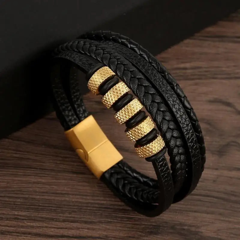 Bracelet en cuir classique pour hommes, nouveau Style, tissé à la main, multicouche, accessoire combiné, mode homme, bijoux, vente en gros, livraison directe