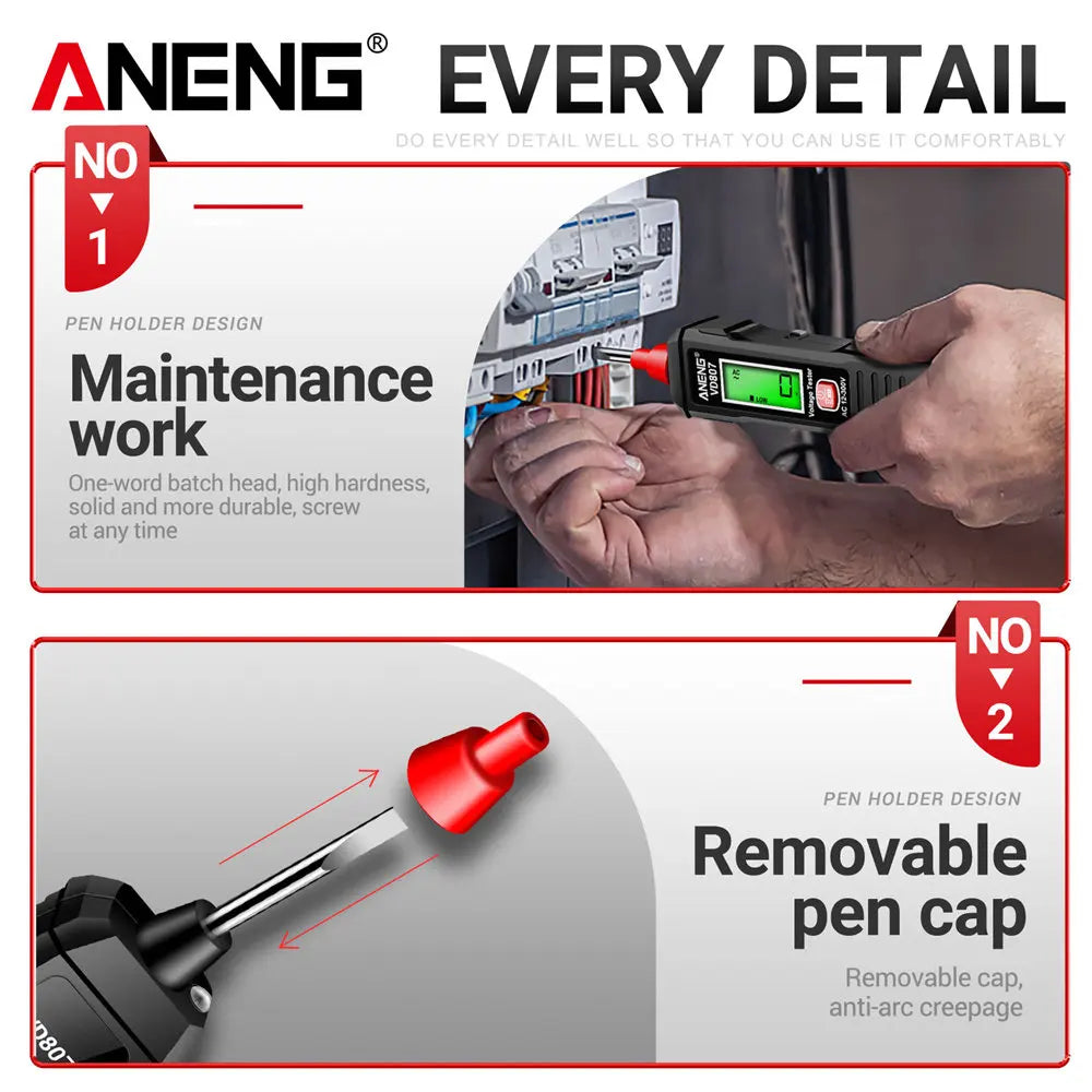 ANENG VD807 testeur de stylo électrique intelligent Portable à Induction en un mot 50/60Hz capteur NCV AC 12-300V outils de détection de fil sans contact