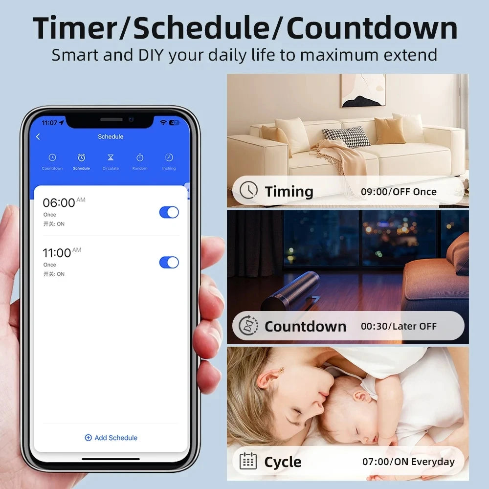 Commutateur Wifi intelligent 16A, 2 voies, disjoncteur, minuterie, prise en charge d'alexa, Google Home, Alice, SmartThings, maison intelligente